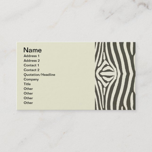 Carte De Visite Motif Poster de animal Zebra Stripe (Devant)