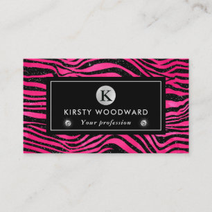 Carte De Visite Motif rayures de tigre noir et rose pailleté