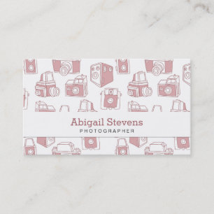 Carte De Visite Motif rétro Cameras vintage (Blanc / Rose)