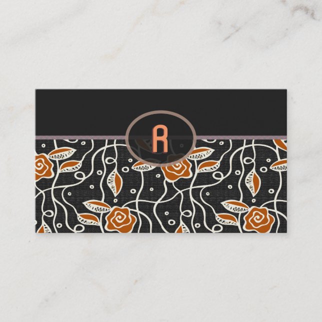 Carte De Visite Motif rétro simple - Noir et orange (Devant)