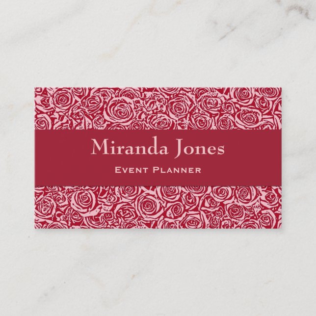Carte De Visite Motif Rose Abstrait moderne, Rose rouge et rose (Devant)
