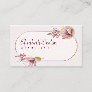 Carte De Visite Motif rose amaryllis avec or gy53763