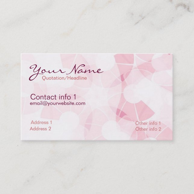 Carte de visite Motif rose blanc (Devant)