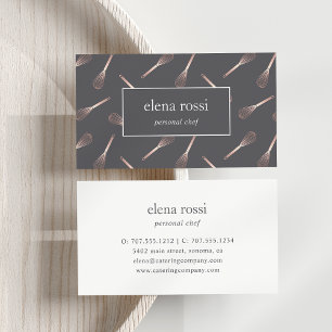 Carte De Visite Motif rose Gold Whisk Boulangerie de cuisine che
