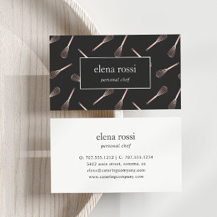 Carte De Visite Motif rose Gold Whisk Boulangerie de cuisine che