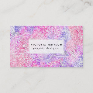Carte De Visite Motif rose pourpre Girly abstrait de croquis de