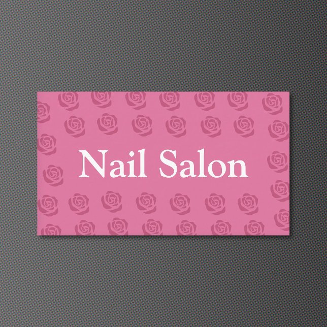Carte De Visite Motif Roses - Salon de Manucure (Roses Pattern - Nail Salon Business Card)