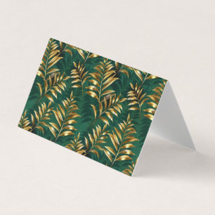 Carte De Visite Motif sans couture avec des fougères dorées
