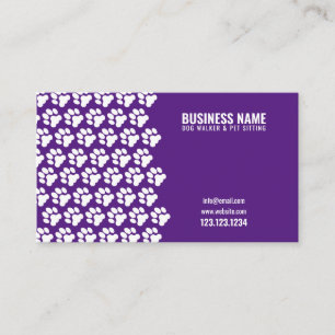 Carte De Visite Motif simple blanc et violet Empreinte de patte ch
