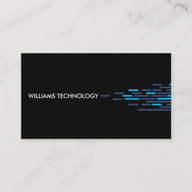 Carte De Visite Motif technique en bleu sur noir (Devant)