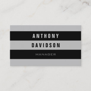 Carte de visite Motif tendance gris noir rayé 