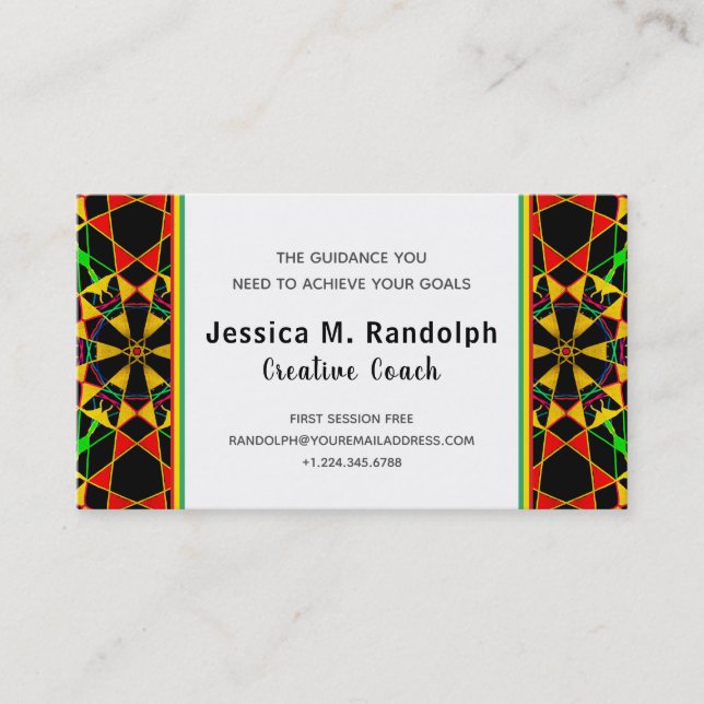 Carte De Visite Motif tribal de style de couleurs jamaïcaines (Devant)