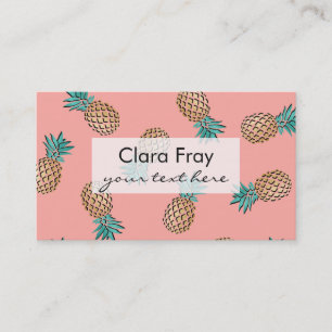Carte De Visite motif tropical d'ananas d'or de faux d'été mignon