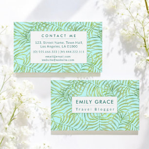 Carte De Visite Motif tropical Feuille vert aquarelle