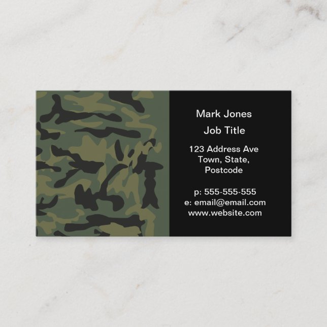 Carte De Visite Motif vert de camo (Devant)