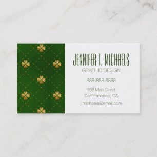 Carte De Visite Motif vert d'or de trèfle