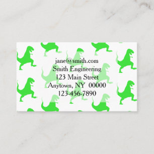 Carte De Visite motif vert t-rex