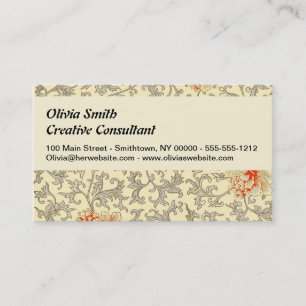 Carte De Visite Motif vintage d'Owen Jones : Corail floral gris