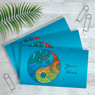 Carte De Visite Motif Yin Yang Orange et Blue ID325