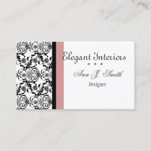Carte De Visite Motifs classiques de Damas de dentelle rose