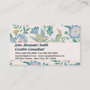 Carte De Visite Motifs vintages pour fleurs pourpres et oiseaux