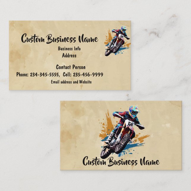 Carte De Visite Motocross Motorcycle sur mesure (Devant / Derrière)