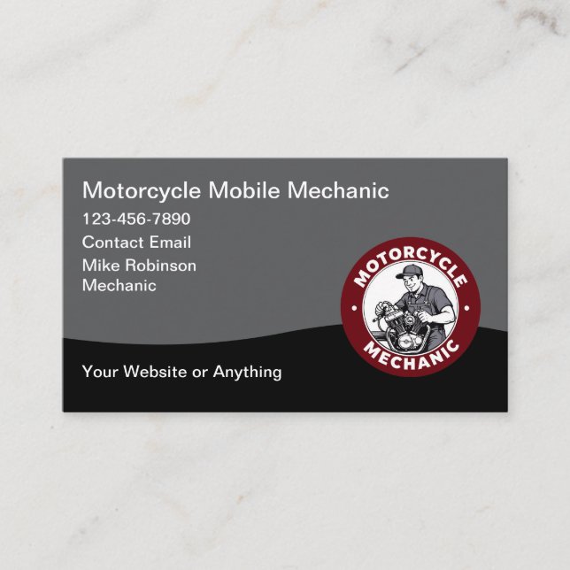 Carte De Visite Motorcycle Mobile Mechanic Business Card (Devant)