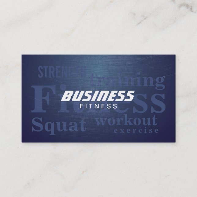 Carte De Visite Mots Cool Blue Metal Personal Trainer (Devant)