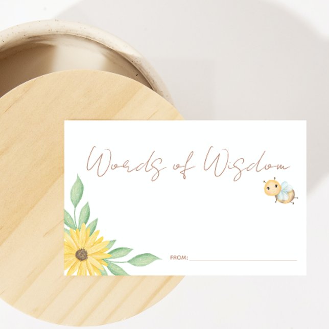 Carte De Visite Mots De Sagesse Bumblebee Baby shower D'Aquarelle (Créateur téléchargé)