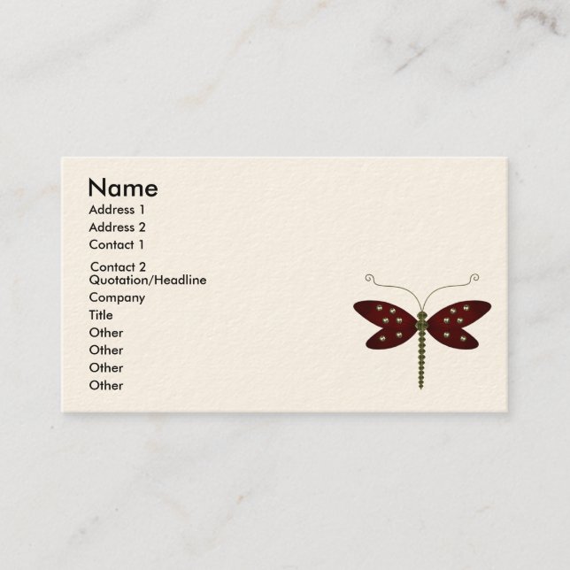 Carte De Visite mouche de dragon (Devant)