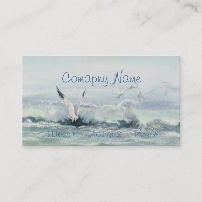 Carte De Visite MOUETTES et MER de SURF par SHARON SHARPE (Devant)