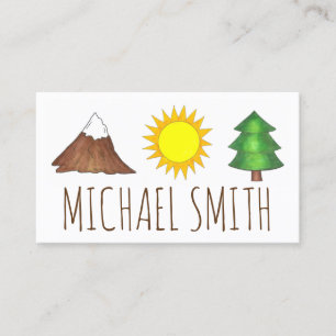 Carte De Visite Mountain Sunshine Pine Tree Camping Woods Explorer