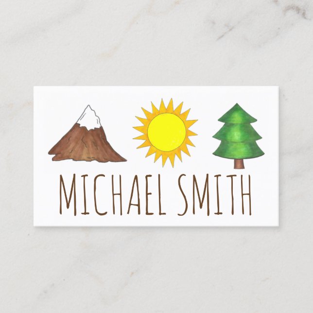 Carte De Visite Mountain Sunshine Pine Tree Camping Woods Explorer (Devant)