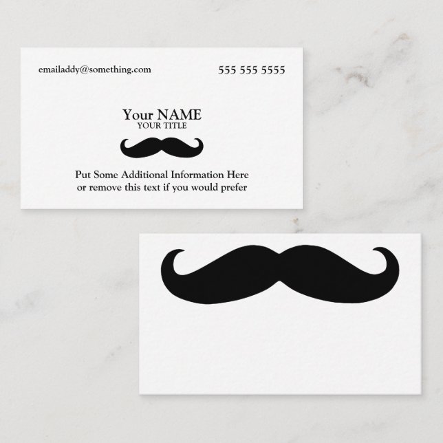 Carte De Visite Moustache (Devant / Derrière)
