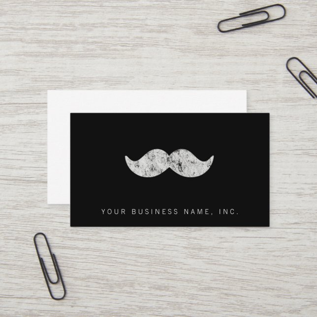 Carte De Visite Moustache gris-clair (style d'impression (Devant/Arrière en situation)