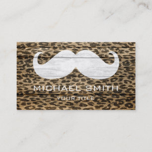 Carte De Visite Moustache Leopard sur la texture bois #6