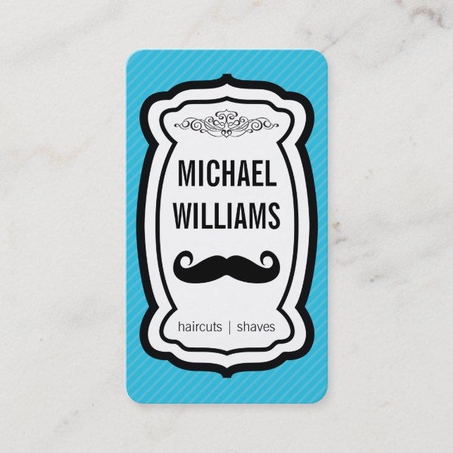 Carte De Visite Moustache / Stripes (bleu) (Devant)