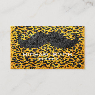 Carte De Visite Moustache sur Empreinte de léopard Vintage #2