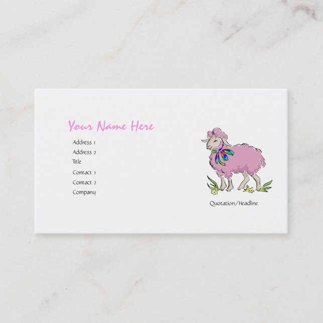 Carte De Visite Moutons roses de la famille (Devant)