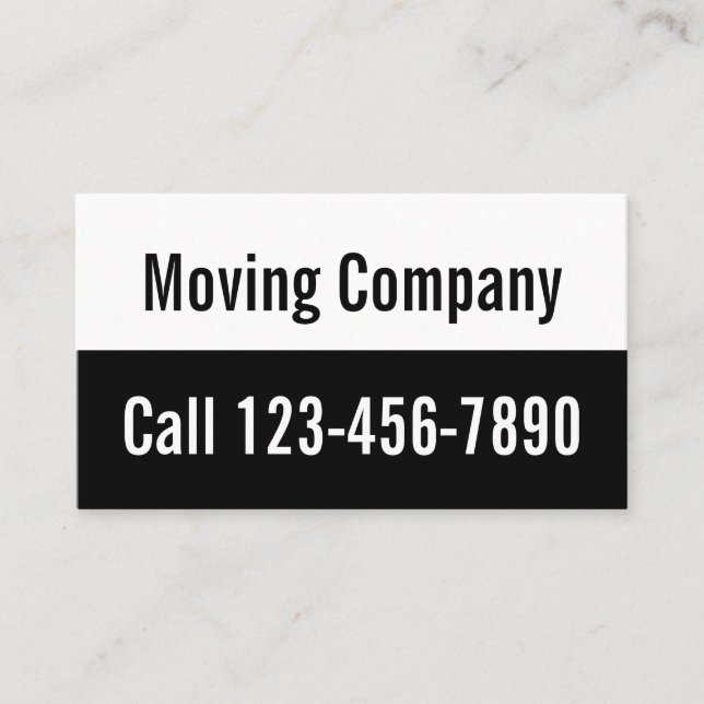 Carte De Visite Moving Company Black and White Promotionnels (Devant)