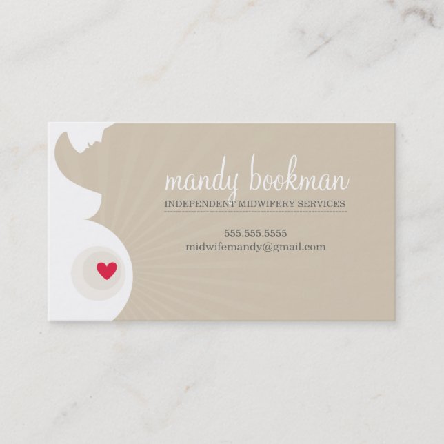 Carte De Visite MOYENNE-FEMME enceinte silhouette beige latte (Devant)