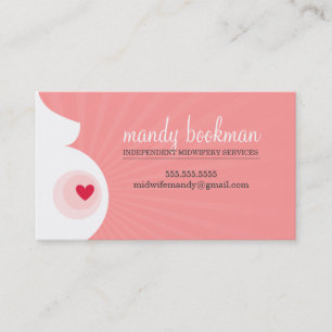 Carte De Visite MOYENNE-FEMME enceinte silhouette corail rose