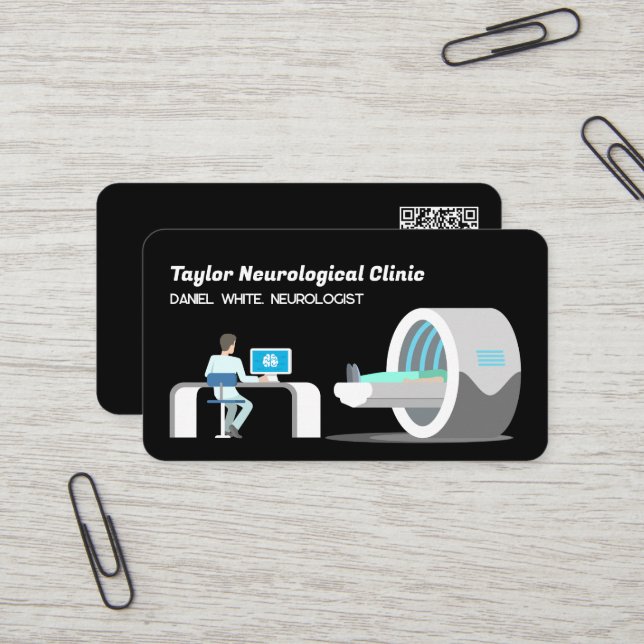 Carte De Visite MRI Tomographie QR (Devant/Arrière en situation)