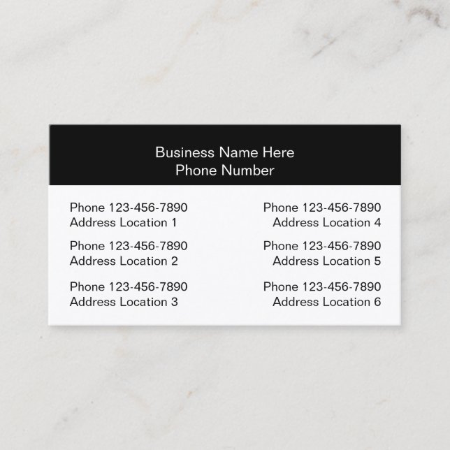 Carte De Visite Multiple Location Business Cards Design Layout (Devant)