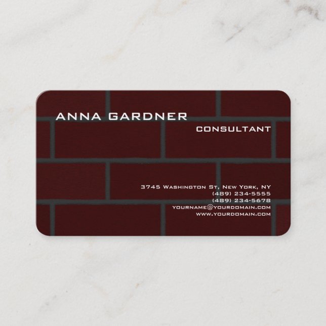 Carte De Visite Mur en brique rouge Brown exclusif Créatif Moderne (Devant)