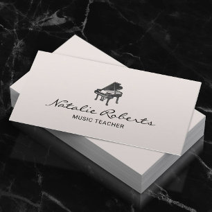 Carte De Visite Music Teacher Élégant piano Logo minimaliste music