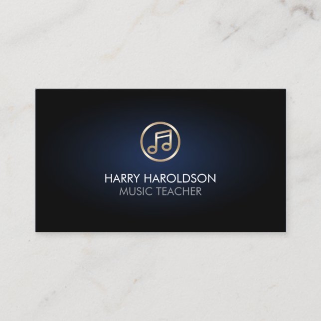 Carte De Visite Music Teacher Faux Gold Music Note Icon (Devant)