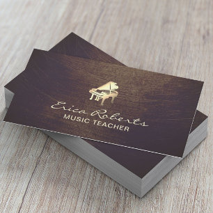 Carte De Visite Music Teacher Gold Piano Icon Vintage Musical