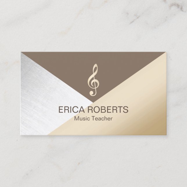 Carte De Visite Musical moderne d'argent de brun d'or de (Devant)