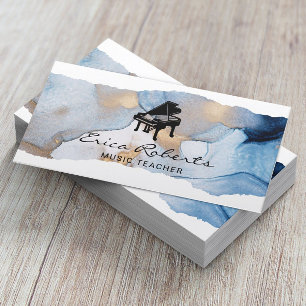 Carte De Visite Musical Piano Logo Moderne Aquarelle Musique